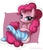 Size: 720x847 | Tagged: safe, artist:prettypinkpony, pinkie pie, earth pony, pony, g4, abstract background, adorasexy, bedroom eyes, blushing, clothes, cute, diapinkes, female, human shoulders, long eyelashes, mare, sexy, sitting, smiling, socks, solo, striped socks, underhoof