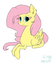 Size: 991x1151 | Tagged: safe, artist:lizzyoli-ravioli, fluttershy, g4, closed mouth, eyes open, lying down, prone, simple background, solo, white background