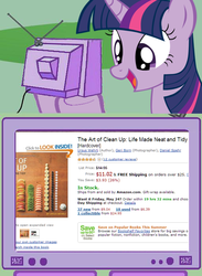 Size: 511x700 | Tagged: safe, twilight sparkle, g4, amazon.com, book, exploitable meme, the art of clean up, tv meme