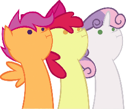 Size: 1021x883 | Tagged: safe, artist:sasukex125, apple bloom, scootaloo, sweetie belle, g4, animated, cutie mark crusaders, female, nope, simple background, vector, white background