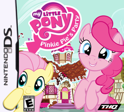 Size: 753x677 | Tagged: safe, fluttershy, pinkie pie, g3, g4, my little pony: pinkie pie's party, box art, e rating, esrb, g3 to g4, game, generation leap, nintendo, nintendo ds, thq, video game