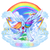 Size: 800x800 | Tagged: safe, artist:tatugon, rainbow dash, pegasus, pony, g4, action pose, cloud, cloudy, female, flying, mare, open mouth, open smile, rainbow, smiling, solo, spread wings, wings