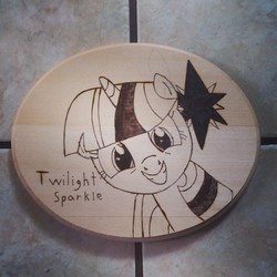 Size: 1944x1944 | Tagged: safe, artist:chui92, twilight sparkle, g4, pyrography, solo, woodwork