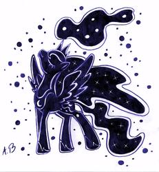 Size: 1557x1683 | Tagged: safe, artist:rossmaniteanzu, princess luna, g4, female, night, solo