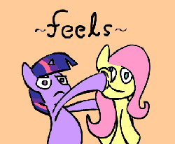 Size: 432x356 | Tagged: safe, artist:matiasandstuff, fluttershy, twilight sparkle, pony, unicorn, g4, animated, dialogue, duo, feels, female, funny, funny as hell, mare, simple background