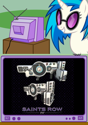 Size: 564x800 | Tagged: safe, dj pon-3, vinyl scratch, g4, dubstep gun, exploitable meme, saints row, saints row iv, tv meme