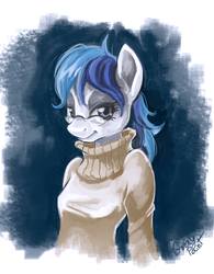 Size: 1200x1538 | Tagged: safe, artist:graypaint, oc, oc only, oc:maychi, anthro, anthro oc, clothes, female, rule 63, solo, sweater