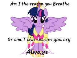 Size: 4000x3000 | Tagged: safe, twilight sparkle, alicorn, pony, g4, always, drool, female, lyrics, mare, song reference, twilight sparkle (alicorn)