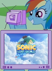 Size: 438x600 | Tagged: safe, rainbow dash, g4, crossover, exploitable meme, sonic lost world, sonic the hedgehog (series), tv meme