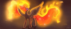 Size: 1000x407 | Tagged: safe, artist:mylittlegodzilla, nightmare star, princess celestia, g4, female, fire, solo