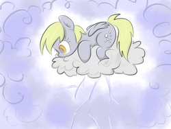 Size: 1024x768 | Tagged: safe, artist:melodenesa, derpy hooves, pegasus, pony, g4, cloud, cloudy, female, mare, solo