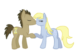 Size: 598x424 | Tagged: safe, artist:elzian-pie, derpy hooves, doctor whooves, time turner, pegasus, pony, g4, female, kissing, male, mare, ship:doctorderpy, shipping, simple background, straight, transparent background