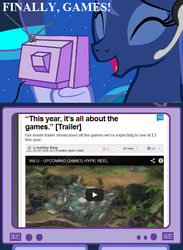 Size: 563x769 | Tagged: safe, princess luna, gamer luna, g4, exploitable meme, nintendo, tv meme, wii u