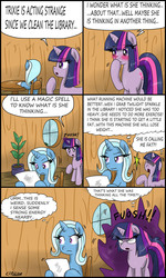 Size: 1852x3080 | Tagged: safe, artist:ciriliko, trixie, twilight sparkle, g4, comic, creeper, female, lesbian, ship:twixie, shipping