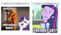 Size: 537x311 | Tagged: safe, rarity, twilight sparkle, horse, equestria girls, g4, exploitable meme, juxtaposition, juxtaposition win, meme, twiscream