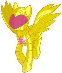 Size: 1273x1514 | Tagged: safe, artist:totallynotabronyfim, fluttershy, g4, ambiguous gender, armor, badass, element of kindness, elements of harmony, flutterbadass, fully clothed, helmet, implied fluttershy, power armor, powered exoskeleton, shine, simple background, solo, sparkles, transparent background