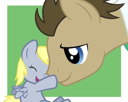 Size: 2500x2000 | Tagged: safe, derpy hooves, doctor whooves, time turner, earth pony, pegasus, pony, g4, baby, baby pony, boop, cute, derpabetes, eyes closed, female, filly, filly derpy, filly derpy hooves, foal, happy, happy pony, hug, male, open mouth, smiling, stallion, time travel, younger