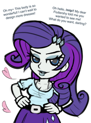 Size: 700x950 | Tagged: safe, artist:livesmutanon, rarity, comic:based anon, equestria girls, g4, /mlp/, 4chan, breasts, cleavage, colored, female