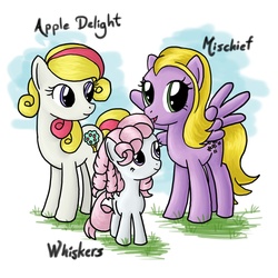 Size: 1000x1000 | Tagged: safe, artist:aldriona, baby mischief, little whiskers, mommy apple delight, g1, g4, adult, g1 to g4, generation leap, older