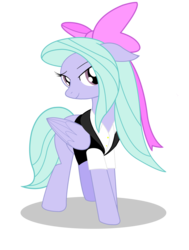 Size: 1600x2112 | Tagged: safe, artist:bludraconoid, flitter, g4, bedroom eyes, clothes, cute, female, looking at you, ribbon, simple background, smiling, solo, student, transparent background, vest