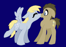 Size: 864x626 | Tagged: safe, artist:silverfangurl1, derpy hooves, doctor whooves, time turner, pegasus, pony, g4, female, kissing, male, mare, ship:doctorderpy, shipping, straight