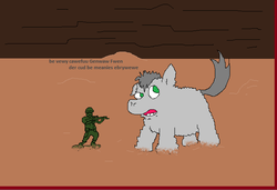 Size: 673x459 | Tagged: safe, artist:mrpaint, fluffy pony, army men, fluffy pony foal