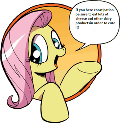 Size: 421x431 | Tagged: safe, idw, fluttershy, friendship is magic #3, g4, my little pony: friendship is magic (idw), bad advice fluttershy, cheese, constipated, dairy, exploitable meme, meme