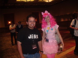 Size: 2048x1536 | Tagged: safe, pinkie pie, human, g4, comic con, cosplay, dan, dan vs, irl, irl human, phoenix comicon 2013, photo