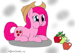 Size: 1280x914 | Tagged: safe, artist:reijana, pinkie pie, g4, 30 minute art challenge, apple, cute, cuteamena, eating, pinkamena diane pie, swapped cutie marks