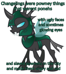 Size: 563x630 | Tagged: safe, artist:durpy, tagma, changeling, g4, armor, changeling officer, combine, green changeling, half life full life consequences, half-life, image macro