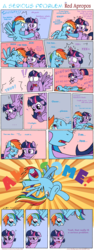 Size: 2533x6768 | Tagged: safe, artist:redapropos, rainbow dash, twilight sparkle, alicorn, pegasus, pony, g4, 2013, bait and switch, blushing, comic, crying, cute, dashabetes, dialogue, female, mare, playing dead, prank, rainbow douche, text, twilight sparkle (alicorn)