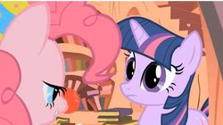 Size: 639x358 | Tagged: safe, screencap, pinkie pie, twilight sparkle, g4, party of one, bedroom eyes, out of context, ship:twinkie