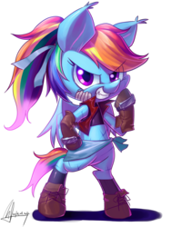 Size: 3000x4000 | Tagged: dead source, safe, artist:jggjqm522, rainbow dash, pegasus, pony, g4, bipedal, boots, female, mare, scar, shoes, signature, simple background, solo, transparent background