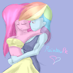 Size: 5000x5000 | Tagged: safe, artist:artsygum, pinkie pie, rainbow dash, human, g4, absurd resolution, armpits, duo, female, humanized, lesbian, pony coloring, ship:pinkiedash, shipping