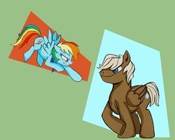 Size: 963x770 | Tagged: safe, artist:dbkit, dumbbell, rainbow dash, pegasus, pony, g4, dumbdash, duo, female, male, shipping, straight