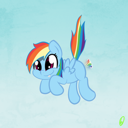 Size: 900x900 | Tagged: safe, artist:boumce, rainbow dash, pegasus, pony, g4, cute, fart, female, filly, raised tail, solo, sonic rainboom, tail, tongue out