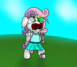 Size: 1014x883 | Tagged: safe, artist:deoix, sweetie belle, robot, unicorn, anthro, g4, clothes, cute, diasweetes, dress, endoskeleton, female, hooves, horn, robot gore, solo, sweetie bot