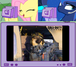 Size: 982x873 | Tagged: safe, fluttershy, princess luna, pegasus, pony, gamer luna, g4, call of duty, exploitable meme, female, gamershy, mare, tv meme