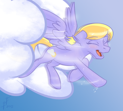 Size: 500x450 | Tagged: safe, artist:funnyfany, cloud kicker, pegasus, pony, g4, cloud, female, flying, solo