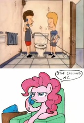 Size: 500x737 | Tagged: safe, pinkie pie, g4, beavis, beavis and butthead, butthead, exploitable meme, phone meme, stop calling me