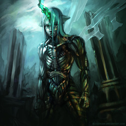 Size: 1000x1000 | Tagged: safe, artist:bloodrizer, queen chrysalis, anthro, g4, armor, crysis, human facial structure, nanosuit