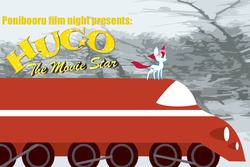 Size: 1000x667 | Tagged: safe, artist:daisyhead, oc, oc only, oc:flicker, ponibooru film night, hugo the movie star, jungledyret hugo, solo, train