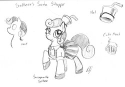 Size: 1024x711 | Tagged: safe, artist:dj-black-n-white, oc, oc only, earth pony, pony, clothes, hat, monochrome, skirt, traditional art