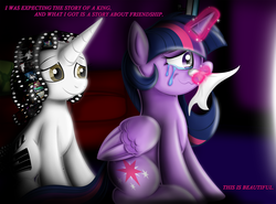 Size: 1280x945 | Tagged: safe, artist:jamescorck, twilight sparkle, oc, oc:movie slate, alicorn, pony, g4, ask, crying, the king's speech, tumblr, twilight sparkle (alicorn)