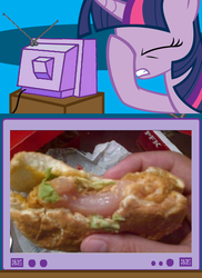 Size: 562x771 | Tagged: safe, twilight sparkle, chicken, g4, exploitable meme, facehoof, fail, kfc, meme, raw, tv meme