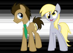 Size: 1046x763 | Tagged: safe, artist:tidalwav-3, derpy hooves, doctor whooves, time turner, pegasus, pony, g4, female, mare, necktie