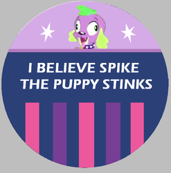 Size: 572x580 | Tagged: safe, spike, dog, equestria girls, g4, abuse, badge, button, derp, dog drama, drama, equestria girls drama, hate, spike drama, spike the dog, spikeabuse