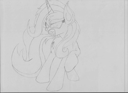 Size: 2338x1700 | Tagged: safe, artist:epicluko8d, trixie, pony, unicorn, g4, angry, female, glowing eyes, mare, solo, traditional art