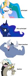 Size: 541x1477 | Tagged: safe, artist:eramthgin, discord, iron will, princess celestia, princess luna, equestria girls, g4