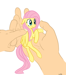 Size: 838x949 | Tagged: safe, artist:nasse, fluttershy, human, g4, hand, in goliath's palm, micro